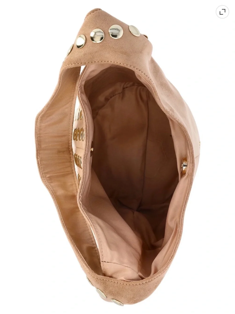 Madden NYC Khaki Faux Suede Studded Bucket Shoulder Bag